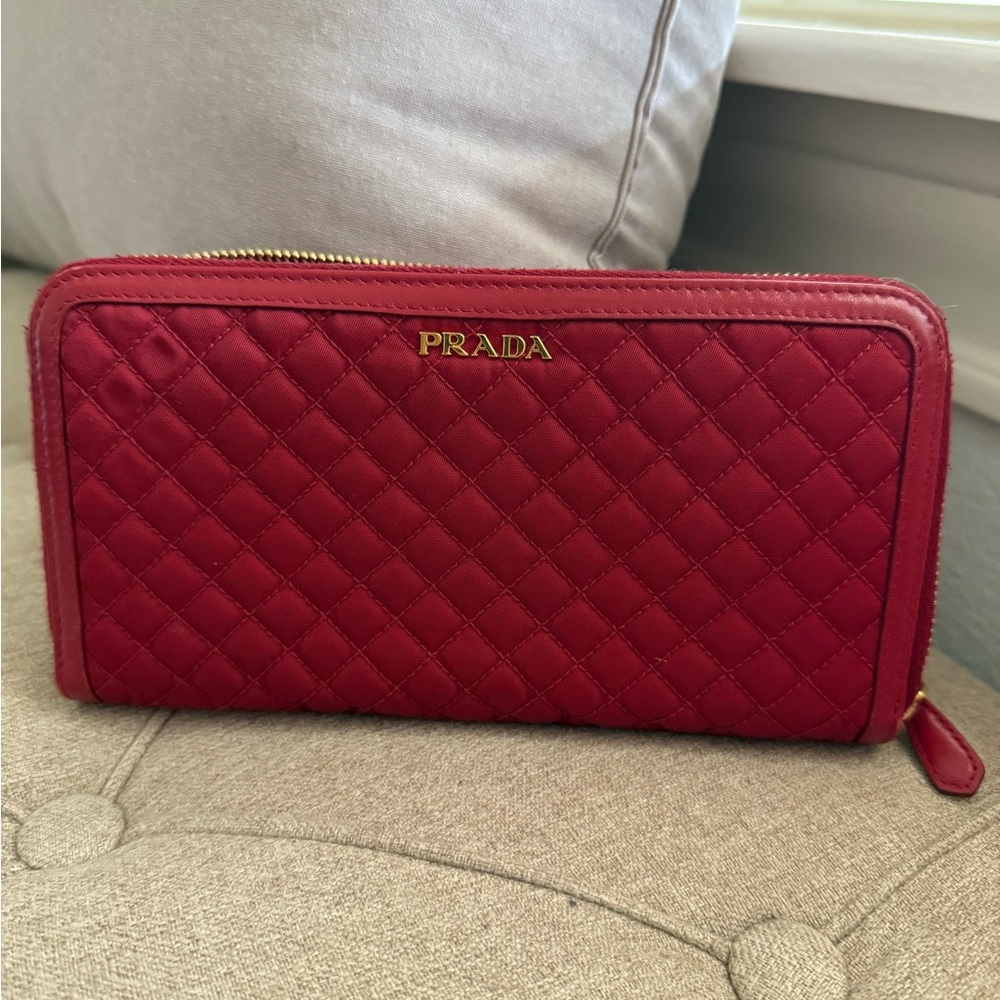 Prada Red Quilted Wallet